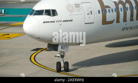Emirates Boeing 777 tassare Foto Stock