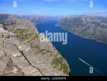 Antenna Lysefjord vista dalla cima della montagna vicino a Stavanger Foto Stock