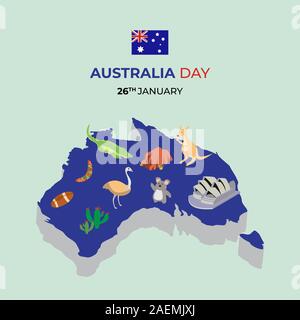 3D Australia mappa con icona Foto Stock