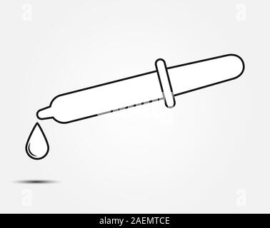 Pipetta medico icona. Uno stile piatto isolato su sfondo bianco. Illustrazione Vettoriale