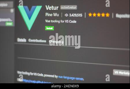 Vetur estensione per codice Visual Studio Foto Stock