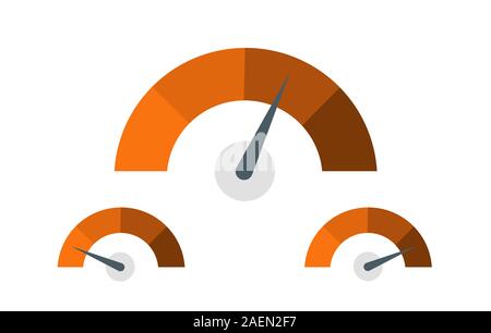 Il feedback del tachimetro, Misuratore della soddisfazione del cliente, rating del prodotto icone - Illustrazione Vettoriale Illustrazione Vettoriale