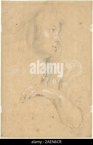 Questo ritratto di Sir Peter Paul Rubens, intorno al 1613, raffigura una giovane donna di profilo che mostra tratti facciali, acconciature, abbigliamento, postura, e all'inizio del XVII secolo in stile barocco fiammingo. Foto Stock