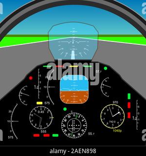 Il pannello di controllo in un piano cockpit Illustrazione Vettoriale