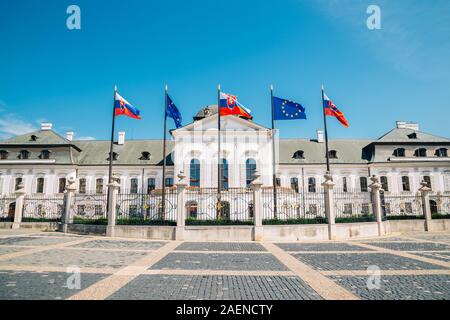 Grassalkovich Palace, residenza del presidente della repubblica a Bratislava, in Slovacchia Foto Stock