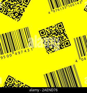 Il codice a barre e QR-code. Seamless sfondo vettoriale. Illustrazione Vettoriale