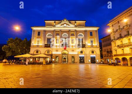 Municipio di Lugano è un Municipio presso la Piazza della Riforma Square nella città di Lugano in canton Ticino, Svizzera Foto Stock