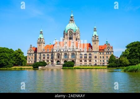 Nuovo municipio o Neues Rathaus nella città di Hannover, Germania Foto Stock