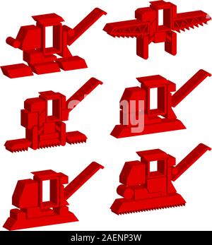 Vettore veicoli agricoli la raccolta di serie della mietitrebbia Illustrazione Vettoriale