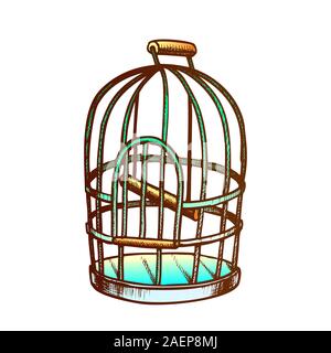 Birdcage per uso domestico Parrot vettore monocromatica Illustrazione Vettoriale