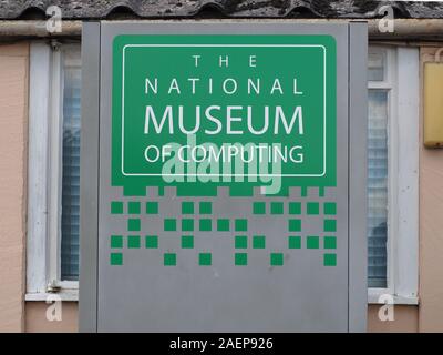 Il Museo Nazionale del Computing segno a Bletchley Park, Bletchley. Foto Stock