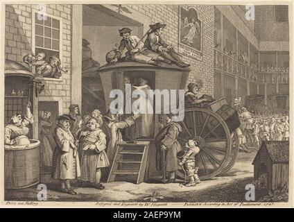 William Hogarth, lo stadio-allenatore, o il Country Inn cantiere, 1747, lo stadio-allenatore, o il Country Inn cantiere; 1747 data Foto Stock