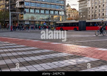 La Serbia, 26 Nov 2019: vista della Piazza della Repubblica nel centro della città di Belgrado Foto Stock