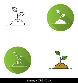Crescente icona del germoglio. Design piatto, lineare e stili colore. Isolato illustrazioni vettoriali Illustrazione Vettoriale