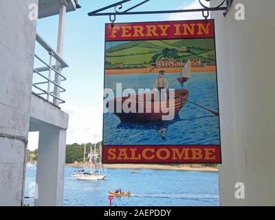 Ferry Inn sign in Salcombe, Devon, Regno Unito Foto Stock