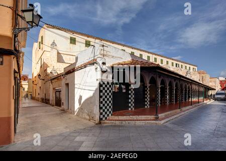 Il mercato della carne in Ciutadella de Menorca, isole Baleari, Spagna Foto Stock