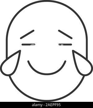 Smile con lacrime di gioia icona lineare. Linea sottile illustrazione. Felice di piangere emoticon. Simbolo di contorno. Il vettore isolato disegno di contorno Illustrazione Vettoriale