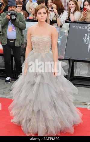 Emma Watson, Harry Potter ed il Deathly Hallows parte 2, Premiere Mondiale, Trafalgar Square, Londra. 07.07.11 Foto Stock