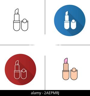 Icona di rossetto. Design piatto, lineare e stili colore. Isolato illustrazioni vettoriali Illustrazione Vettoriale