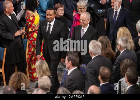 Oslo, Norvegia. 10 dic 2019. Abiy Ahamd Primo Ministro dell'Etiopia durante il Premio Nobel per la Pace 2019 Cerimonia presso il Municipio di Oslo a Oslo, Norvegia Credito: Nigel Waldron/Alamy Live News Foto Stock