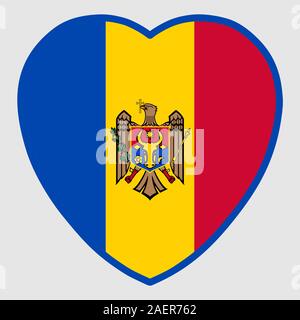 Bandiera della Repubblica Moldova in forma di cuore illustrazione vettoriale EPS 10. Illustrazione Vettoriale