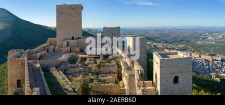 Angolo di alta vista del Castello di Santa Catalina, Jaen, Provincia di Jaen, Spagna Foto Stock