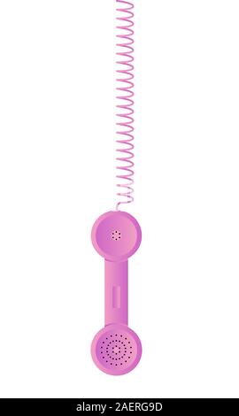 Appendere il ricevitore del telefono di un vecchio telefono. Illustrazione Vettoriale su un isolato bianco sullo sfondo. Illustrazione Vettoriale