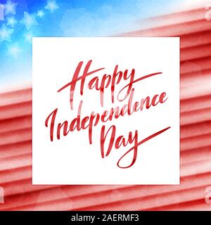 Felice Giorno Di Indipendenza dell America tipografia con disegnati a mano scritte. Illustrazione Vettoriale. Illustrazione Vettoriale