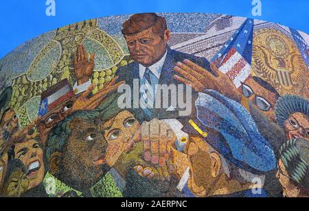 J. F. Kennedy Memorial murale, 104, Bloodgate Street, Deritend, , Digbeth, Birmingham, Inghilterra, Regno Unito, B5 5SR Foto Stock