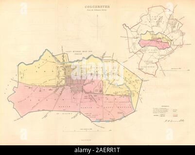 COLCHESTER borough/città/city plan. Della commissione sulla delimitazione dei confini. Essex. DAWSON 1837 mappa Foto Stock