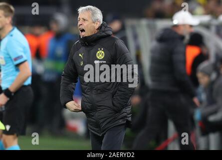 Dortmund, Deutschland. Decimo Dec, 2019. firo: 10.12.2019, calcio, stagione 2019/2020, Champions League: BVB Borussia Dortmund - Slavia Praga gesto, allenatore Lucien Favre | Utilizzo di credito in tutto il mondo: dpa/Alamy Live News Foto Stock