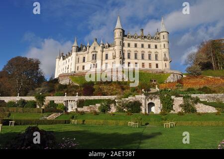 Dunrobin Castle è una casa signorile in Sutherland, nella zona delle Highlands della Scozia, la sede della famiglia del Conte di Sutherland e il Clan Sutherland. Foto Stock