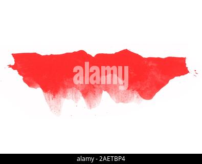 Acquerello rosso macchie isolate su bianco. Rosso spazzole ad acquerello Foto Stock