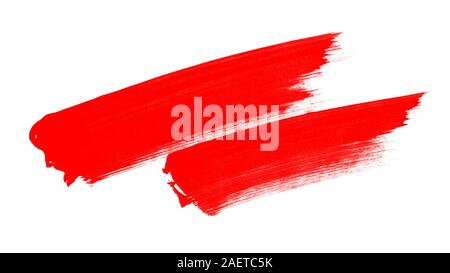 Due vernice rossa linea isolati su sfondo bianco Foto Stock