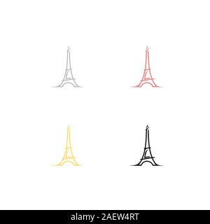 Francia Parigi Torre Eiffel Logo design ispirazione Illustrazione Vettoriale