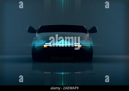 Autonomo Veicolo elettrico Concept Design 3D illustrazione Foto Stock