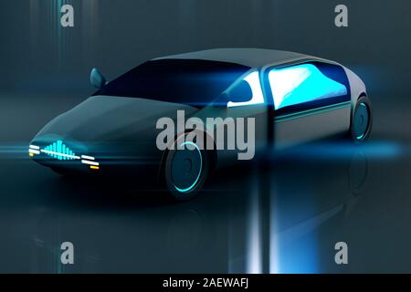 Autonomo Veicolo elettrico Concept Design 3D illustrazione Foto Stock