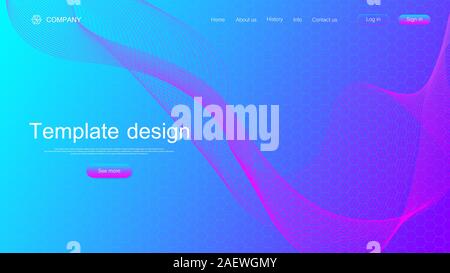 Modello di sito web design. Asbtract background scientifico con colorati onde dinamiche, esagonale modello di innovazione. Moderno landing page per siti web o Illustrazione Vettoriale