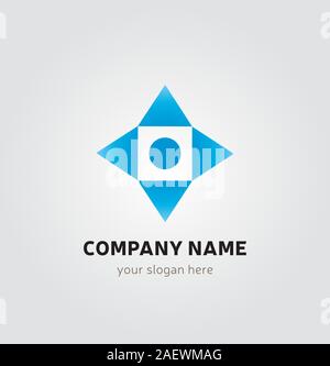 Logo unico Design - Piazza, frecce e Dot elementi colori blu Illustrazione Vettoriale