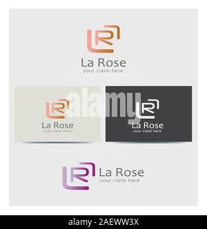 La lettera L e R Icona, Logo per bellezza, Business Card Mock up in diversi colori Illustrazione Vettoriale