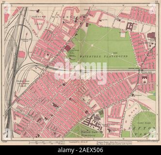 LIVERPOOL. Sefton Park Wavertree Toxteth Park 1949 old vintage map piano grafico Foto Stock