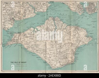 Isola di Wight mostrando completa rete ferroviaria. Cowes Ryde. WARD LOCK 1948 mappa Foto Stock