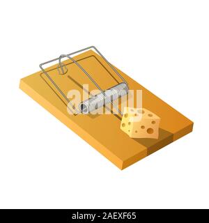 Caricata a molla bar trappola topo isolata su sfondo bianco Illustrazione Vettoriale