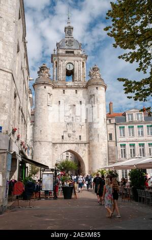 La grande torre dell Orologio (Porte de la Grosse Horloge), La Rochelle Charente Maritime (17), regione Nouvelle-Aquitaine, Francia Foto Stock