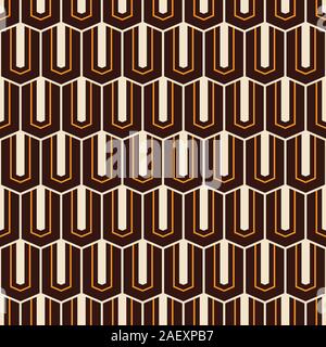 Vector seamless pattern. Moderno ed elegante texture di esagoni allungati. Un mosaico antico sfondo. Scale stilizzato motivo a griglia. Carta digitale per la stampa. Illustrazione Vettoriale