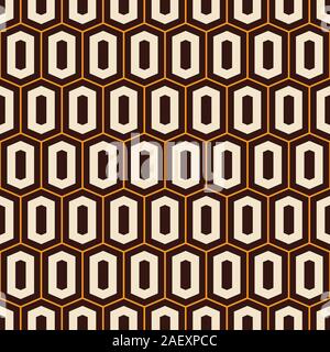 Vector seamless pattern. Moderno ed elegante texture di esagoni allungati. Un mosaico antico sfondo. Motivo a griglia. Carta digitale per la stampa. Colore. Illustrazione Vettoriale