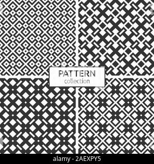 Set di quattro losanghe astratti modelli senza giunture. Moderno ed elegante texture. Ripetono regolarmente e ornamenti geometrici. Carta digitale, la stampa tessile. Illustrazione Vettoriale