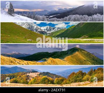 Set di 4 stagioni paesaggio per striscioni Foto Stock