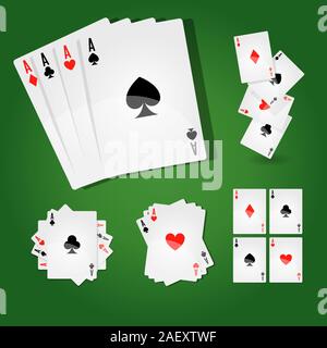 Giocando a carte con quattro assi e tute standard Illustrazione Vettoriale