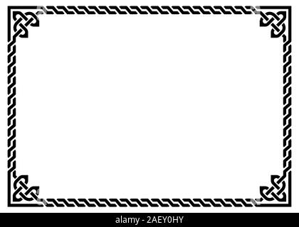 Vettore celtica cornice o telaio pattern con angoli decorativi - rettangolo 5x7A, nodi irlandese, intrecciato design perfetto per biglietto di auguri, wedding invita Illustrazione Vettoriale